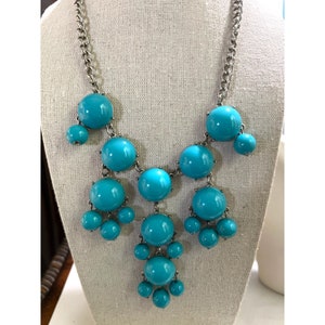 Blue Bubble Glass Statement Necklace -- 18&quot;