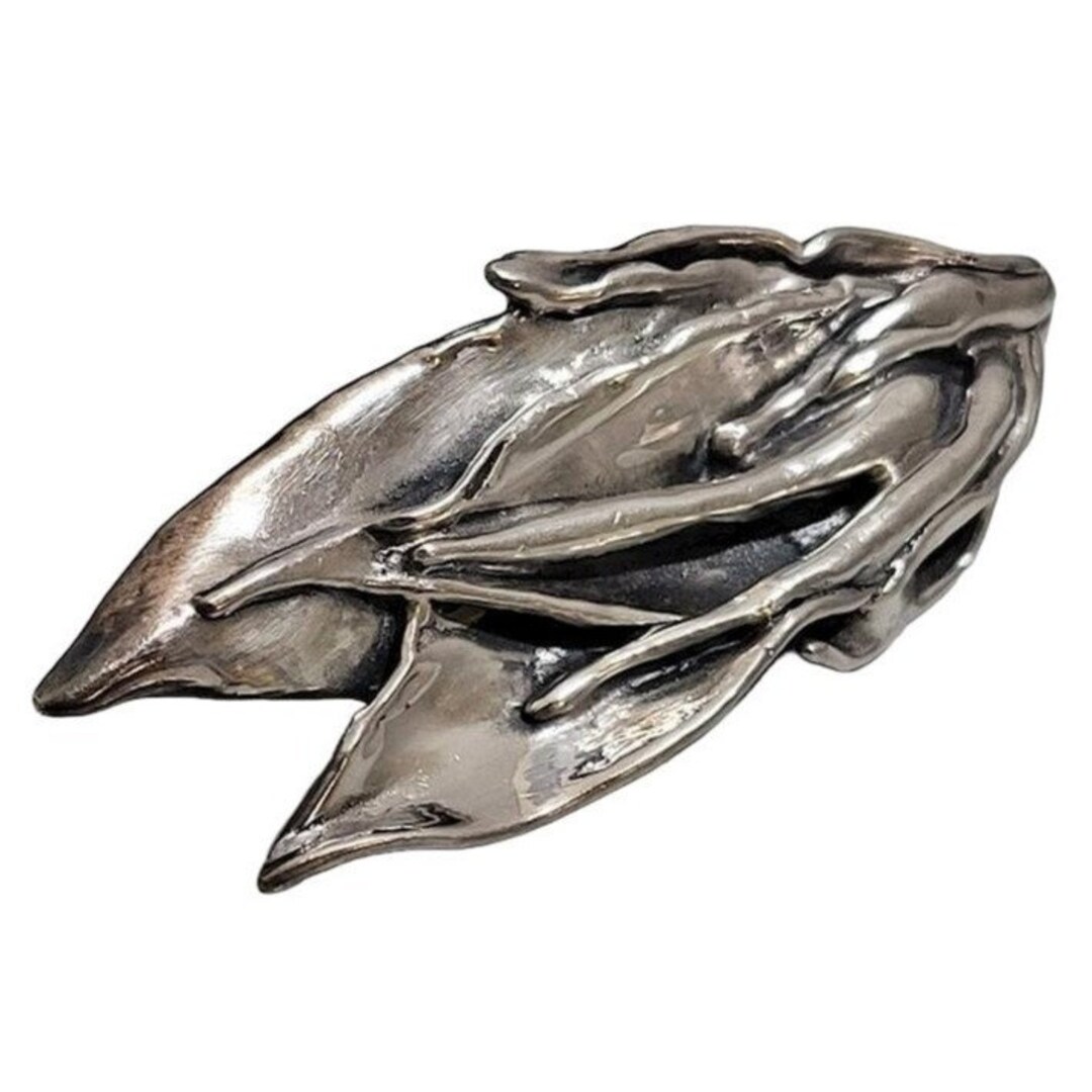 イスラエルBat-Amiシルバー24Kプレートストーンブローチとイヤリング Israel Bat Amin Electroformed Sterling Silver Brooch (signed) RARE