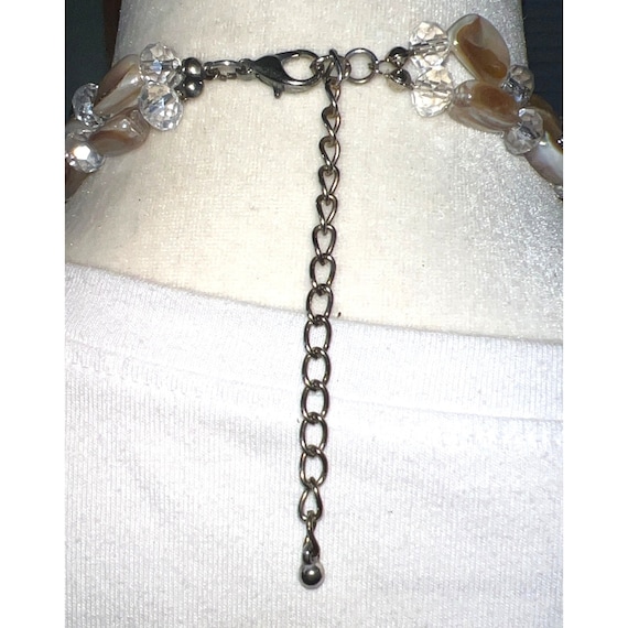 Abalone Shell & Faceted Crystal Statement Necklac… - image 2