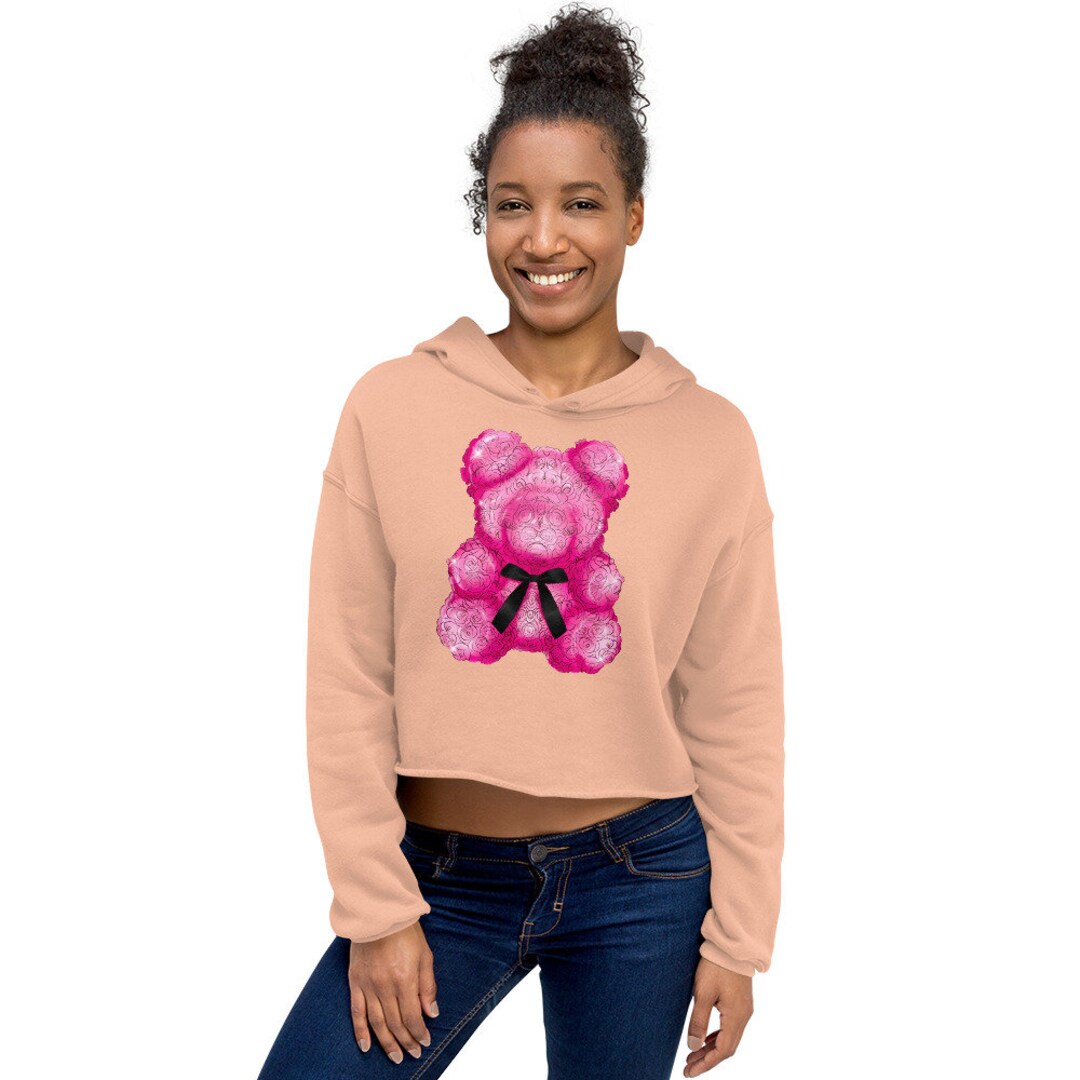Pink Bear Crop Hoodie - Etsy