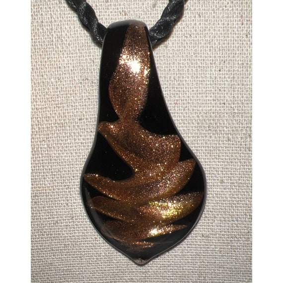 Gold Glitter Glass Pendant -- 18" - image 1