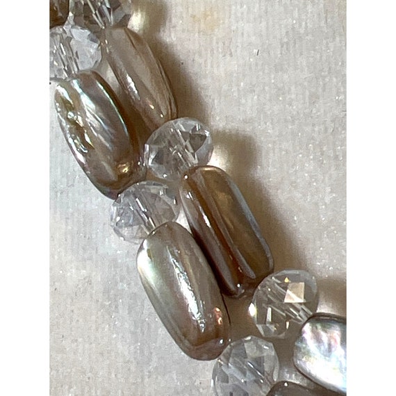 Abalone Shell & Faceted Crystal Statement Necklac… - image 7