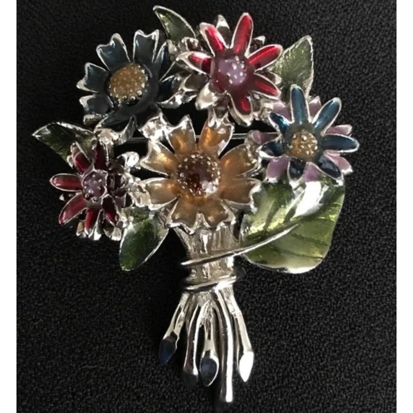 Broche Ancienne En Argent émaillé - Petite Taille, Occasion, Parfaite Pour Collectionneurs
