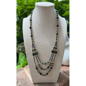 Genuine Hematite Malachite Bead Necklace — 18”