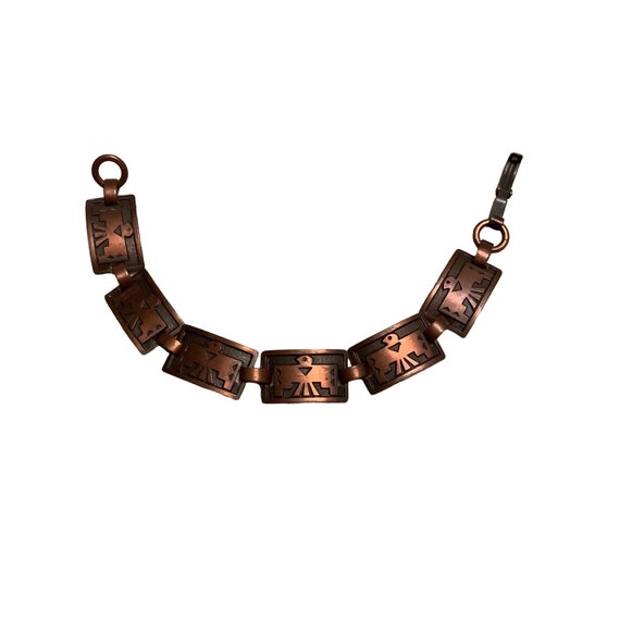 Vintage Copper Thunderbird Panel Linked Bracelet … - image 3