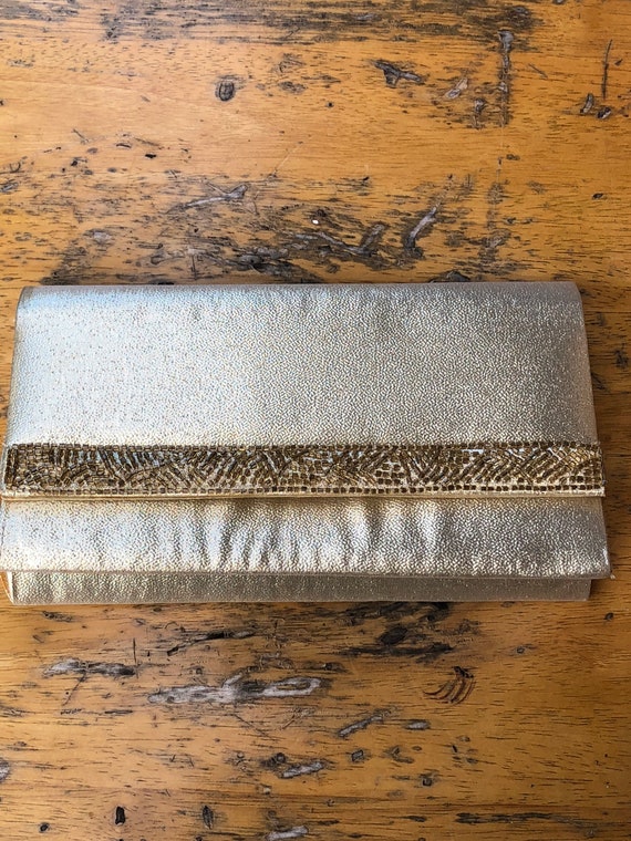 Gold Lame Beaded Evening Bag