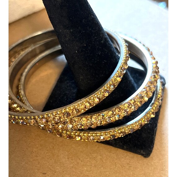 Vintage Topaz Glass & Rhinestone Bracelets -- 9" … - image 9