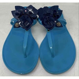 Tory Burch Blue Flower Jelly Sandals - Etsy Canada
