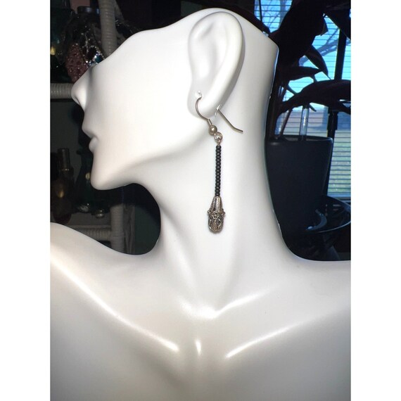 Artisan Sterling Silver Bead Dangle Earring - image 1