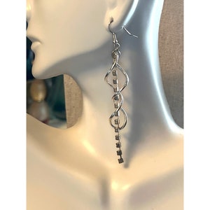Spiral & Rhinestone Dangle Earrings