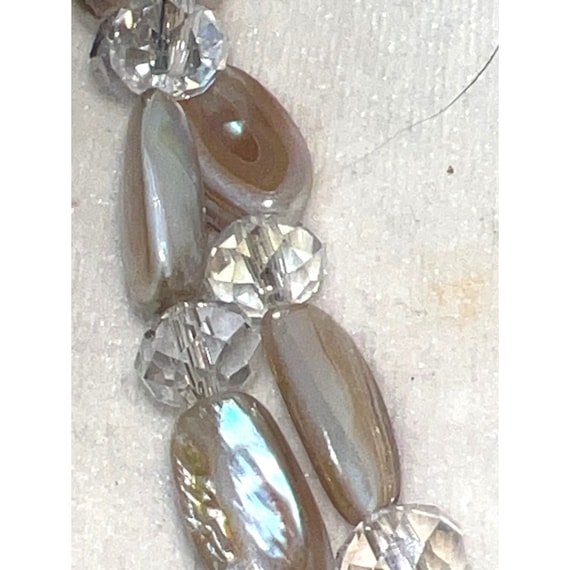Abalone Shell & Faceted Crystal Statement Necklac… - image 8