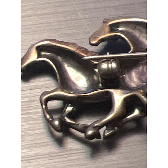 Four Running Horses Sterling Pin -- 2" - image 7