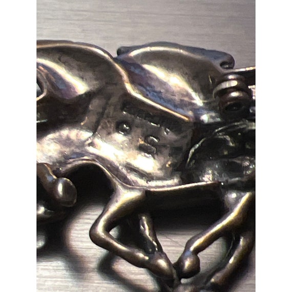 Four Running Horses Sterling Pin -- 2" - image 4