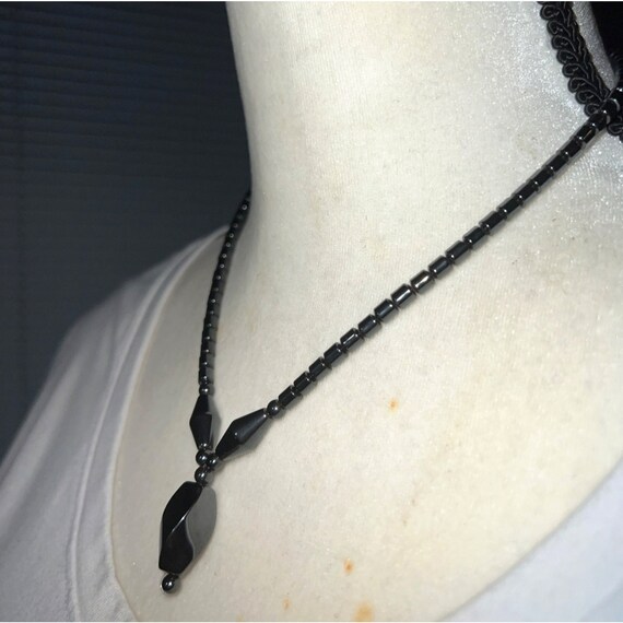 Genuine Black Hematite Pendant Necklace -- 18" - image 9