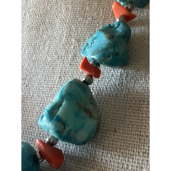 Blue Dyed Howlite Bubble Gum & Coral Bead Necklac… - image 5