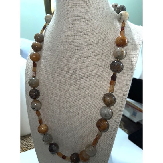 Artisan Brown Agate Stone Necklace -- 24" - image 3