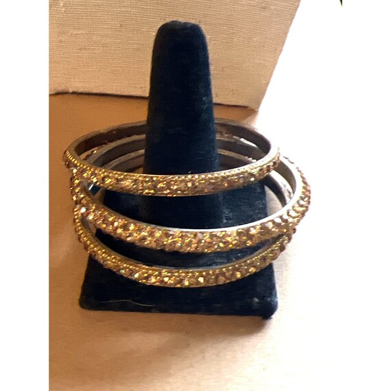 Vintage Topaz Glass & Rhinestone Bracelets -- 9" … - image 8