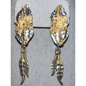 Southwestern Silver And Gold Textured Earrings