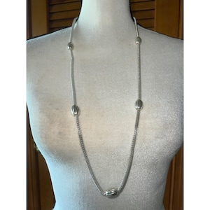 Monet Silver Mesh Bead Necklace -- 28&quot;