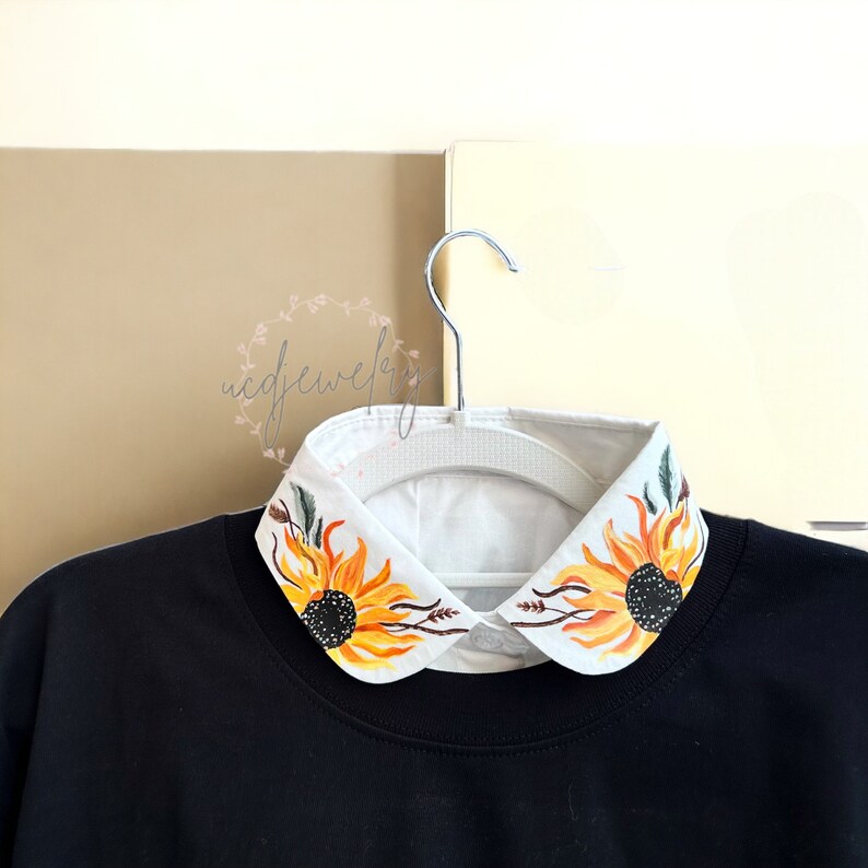 Detachable Linen Collar, Custom Sunflower Painted Collar, Gift for Men ...