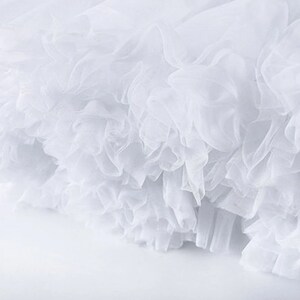 Women Girls Ruffled Short Petticoat, Solid White Color Fluffy Bubble ...