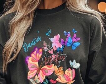 Butterfly Dance Long Sleeve T-shirt: Whimsical Boho Graphic | Comfort Colors
