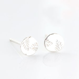 Small sterling silver leaf stud earrings, pebble, recycled, eco friendly, wildflower, nature, simple post earrings - Angelica Stud Earrings