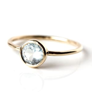 Sapphire & 14k gold ring, sapphire engagement ring, Montana sapphire, pear cut, unique modern bride anniversary September birthstone