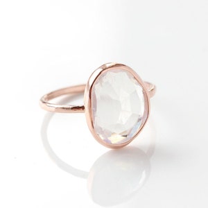 Rainbow moonstone & 14k gold ring, moonstone engagement ring, rose cut, moonstone jewelry, rose gold, solitaire, june birthstone, wedding