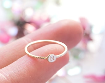 14k gold initial ring, letter ring 14k rose gold, personalized, stackable, stack ring, custom ring,  font, solid gold, initial jewelry, gift