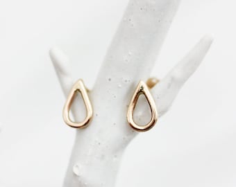 Teardrop stud earrings, rain, droplet, small 14k gold everyday stud earrings, sterling silver, minimal, delicate - Raine Stud Earrings