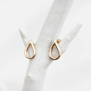 Teardrop stud earrings, rain, droplet, small 14k gold everyday stud earrings, sterling silver, minimal, delicate - Raine Stud Earrings