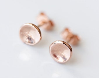 Small rose gold pebble stud earrings, solid 14k gold stud, organic, gift for her, eco friendly, minimalist, modern, everyday earrings