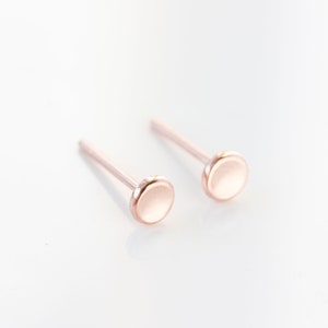 Tiny pebble 14k gold stud earrings, solid 14k gold, gift for her, small rose gold earrings, recycled, minimalist, post earrings Rose gold