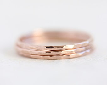 14k rose gold stacking rings, thin gold band, solid rose gold band, stack rings, stackable, recycled, eco friendly, size 4 to 9