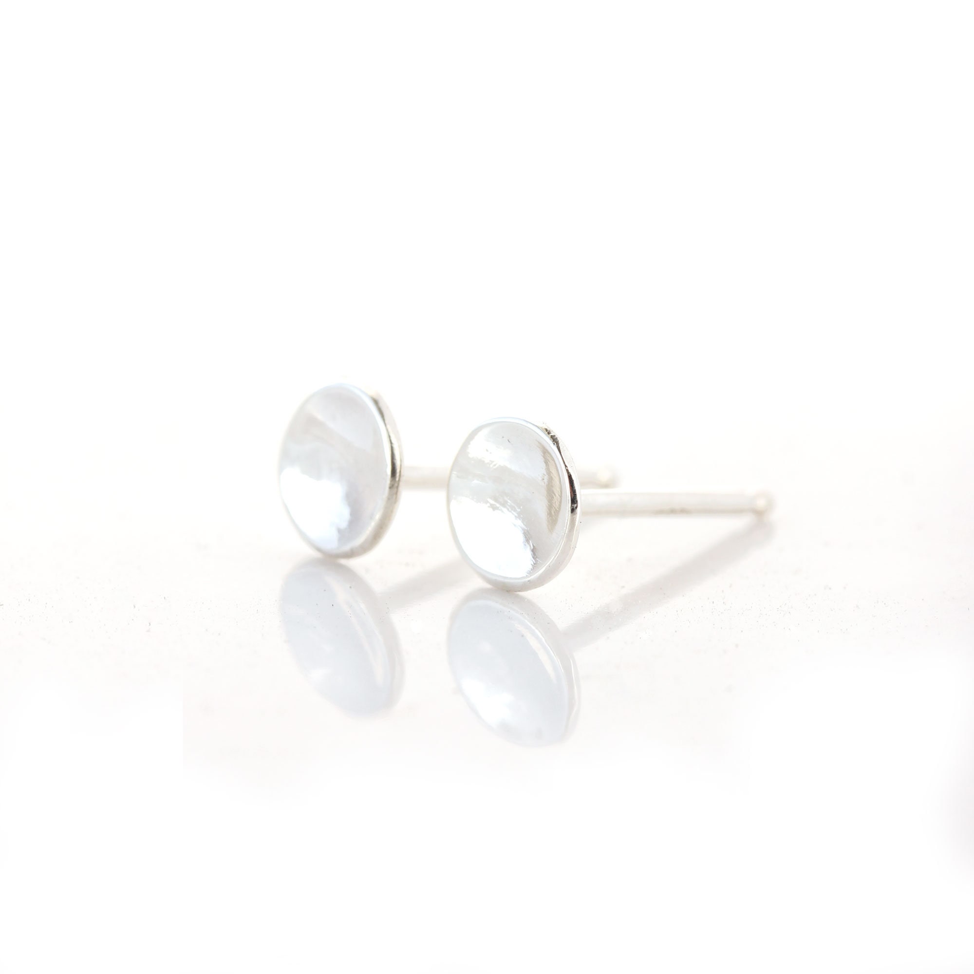 Small Sterling Silver Stud Earrings Pebble Organic Recycled Etsy