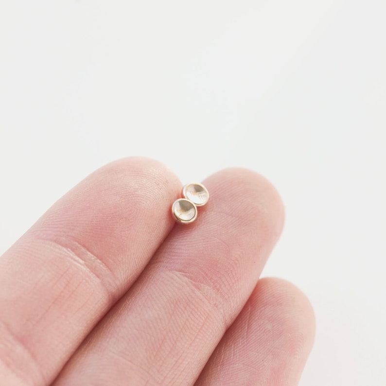Tiny pebble 14k gold stud earrings, solid 14k gold, gift for her, small rose gold earrings, recycled, minimalist, post earrings image 4