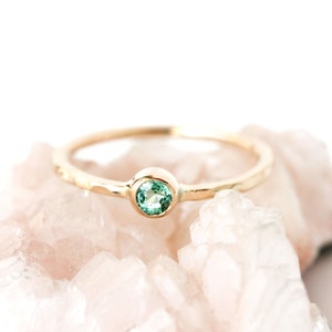 Tiny emerald 14k gold ring, engagement ring, emerald stacking ring, may birthstone, mothers gift, solitaire, alternative bride - Reverie