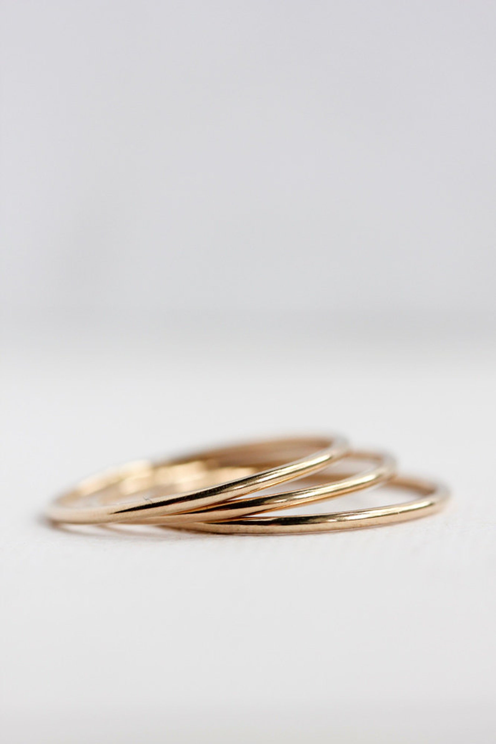 Solid 14k gold thin stacking rings rose gold white gold | Etsy