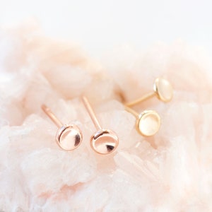 Tiny pebble 14k gold stud earrings, solid 14k gold, gift for her, small rose gold earrings, recycled, minimalist, post earrings