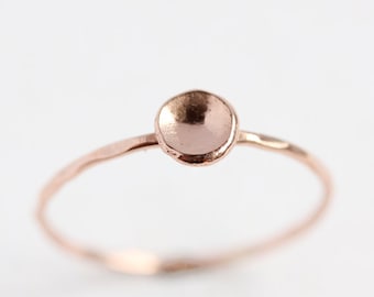 14k rose gold ring, organic pebble ring, solid gold ring, eco friendly, recycled, solid gold band, thin gold band, stacking ring, stack ring