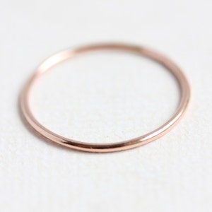 Rose gold ring, solid 14k rose gold stacking ring, delicate fine round gold band, thin gold band, stackable, size 4 to 9