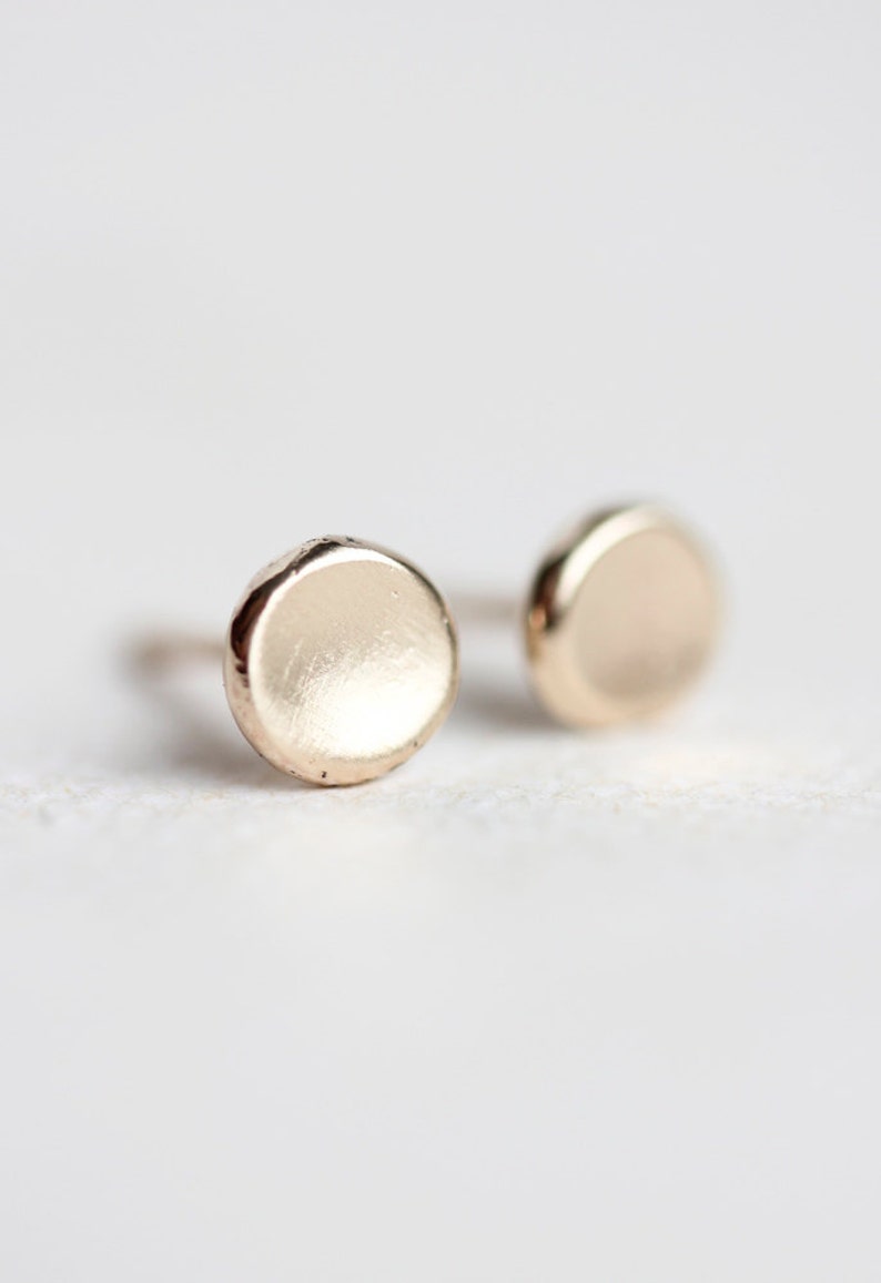 Small Gold Stud Earrings Pebble Solid 14k Gold Gift for | Etsy