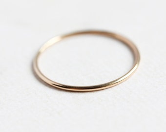 Thin round 14k gold ring, solid stacking ring, eco friendly, yellow gold band, thin gold band, smooth gold ring, size 4 to 9