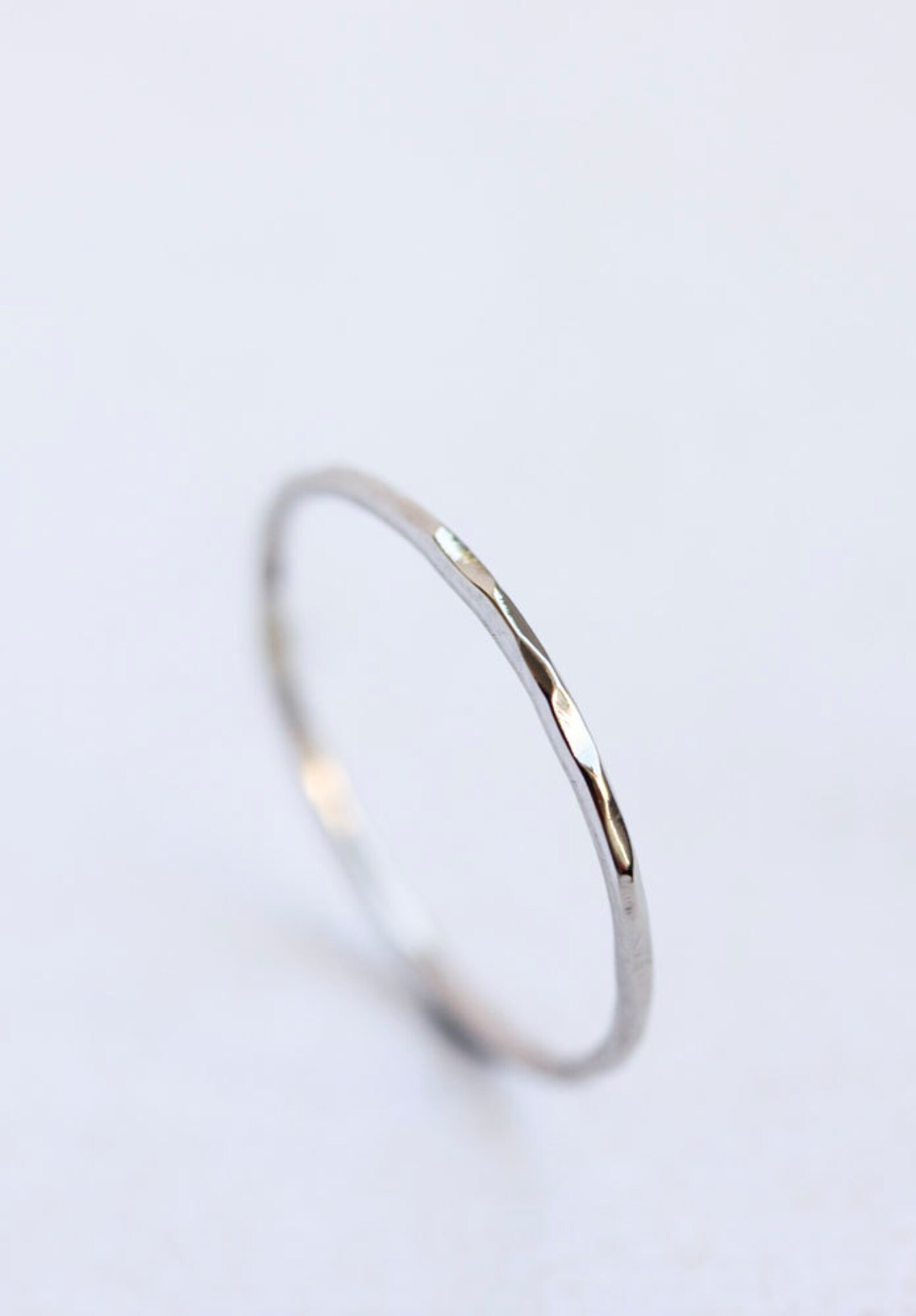 Solid 14k White Gold Fine Stacking Ring Delicate Gold Band Etsy Australia