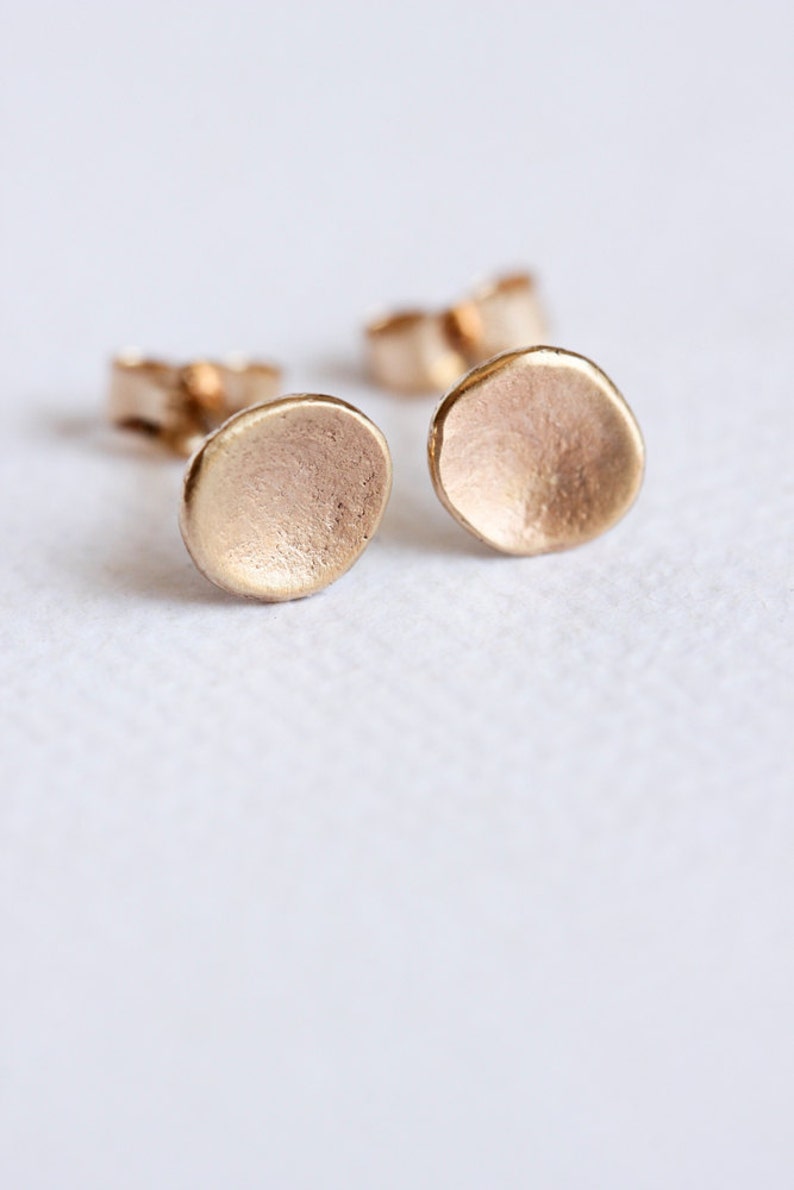 Small Gold Stud Earrings Pebble Solid 14k Gold Gift for | Etsy