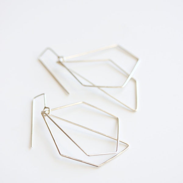 Geometric earrings, dangle earrings, sterling silver, modern, minimal jewelry, eco friendly - The Geometry of the Heart Earrings
