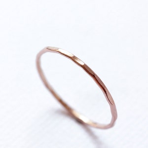 Thin Rose Gold Band, Solid 14k Rose Gold Stacking Ring, Delicate Gold ...