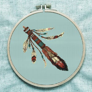 Native American Peace Pipe Cross Stitch Pattern PDF | Tribal Embroidery Design | Indigenous Art | Boho Wall Decor DIY