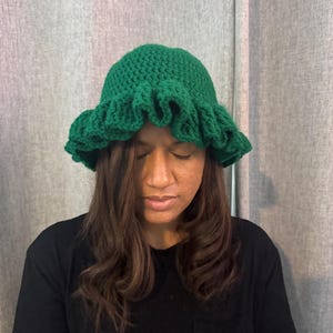 Crochet Ruffle Hat--Single Color